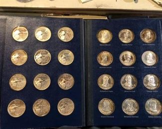 1971 Franklin Mint 36 US Presidental Sterling Silver Coin set  1 Troy ounce per coin