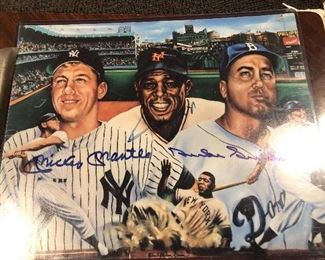 Mickey Mantle Willie Mays Duke Snyder Signed 8x10 COA by JSA