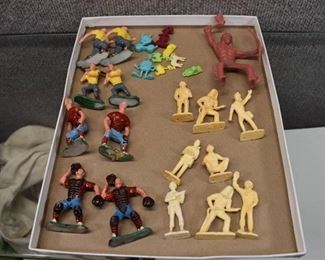 Lot of 25 Plastic Toy Figures | Indians, Miners, Sheep, Basketball & Baseball