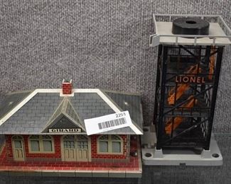 Vintage Toy Model Railroad Tower & Building | Lionel | 8.5" & 5" Tall