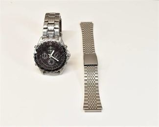 Seiko Flightmaster Chronograph 7T34-6A00 Watch and Extra Seiko Watch Band