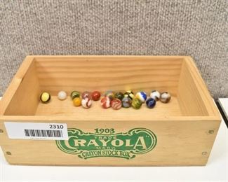 Vintage Wooden Crayola Box and 18 Marbles | LOCAL PICKUP ONLY