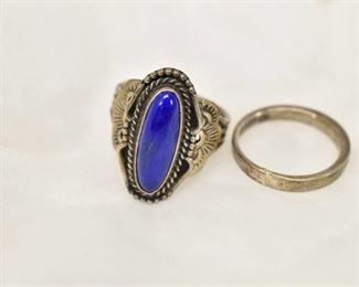 Set of 2 .925 Sterling Silver Rings | Blue and Multicolor Stones | Size 7, Size 8.25