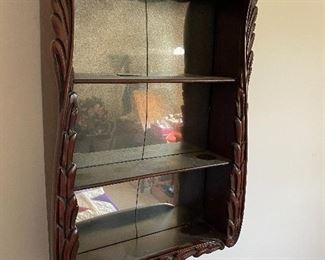 Old Wooden Mirrored Wall Shelf