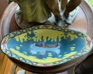 Painted Indian in Canoe Dish