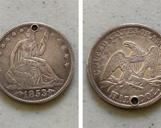 1853 U.S. Half Dollar (Holed)