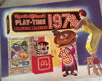 Vintage 1978 McDonalds Calendar 
