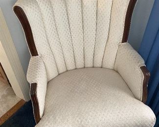 Vintage Mahogany Frame Tufted Arm Chair
