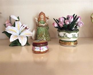 porcelain flowers and trinket boxes