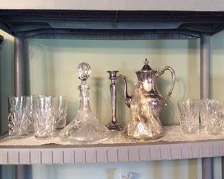 silverplate, wine decanters, waterford