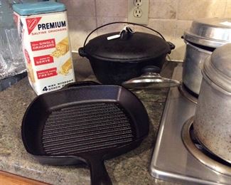 cast iron, vintage cracker tin