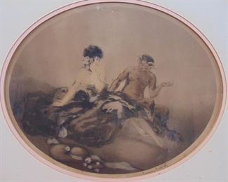 Louis Icart Woman and Pan