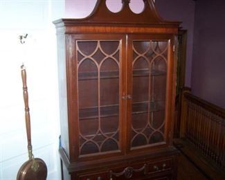 ANOTHER CHINA  CABINET & BRASS BEDWARMER