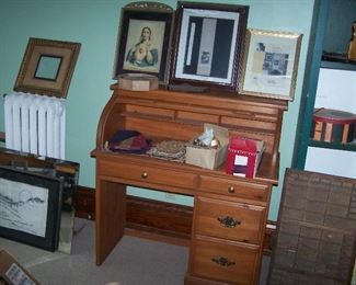PINE ROLL-TOP DESK, PRINTS & MORE