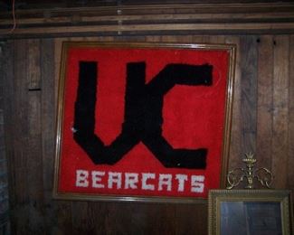 UC BEARCATS HOOKED RUG IN FRAME
