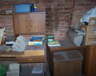 OLD COMPUTER DESK, FILE & MISC.