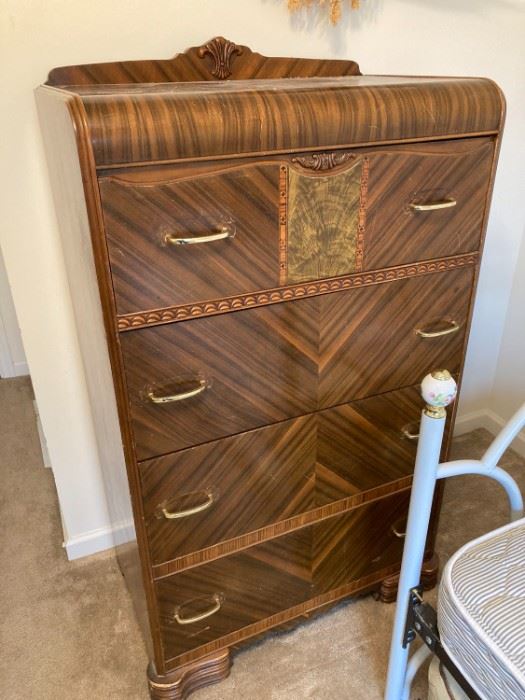 Art Deco Waterfall Highboy Dresser