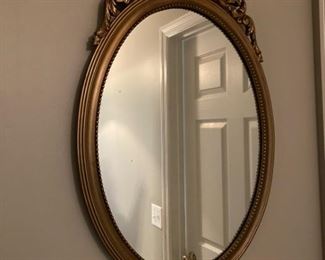 Gold Brushed Wood Frame Oval Mirror