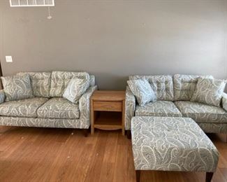 Two Loveseats, Ottoman, End Table
