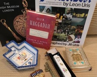 Assortment of Judaica items.
