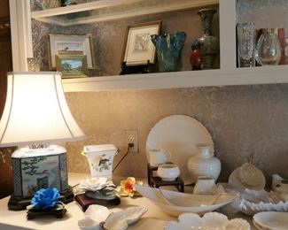 Belleek, Lenox, and other decorative accessories. Boehm flowers.