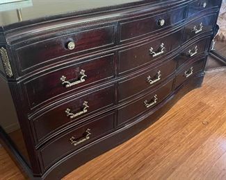 Beautiful heavy 12 drawer dresser/sideboard period piece w/heavy brass hardware