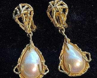 14k Drop Pearl Earrings