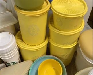 Vintage Tupperware - Several Large Lots - Yellow Servalier,  Harvest Green,  Pie Keeper, 