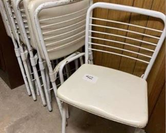 Vintage White Padded Seat Folding Chairs