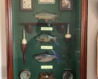 Fisherman Shadow Box, 1900s artifacts, Fishing