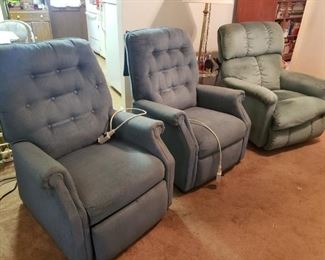 two power lift chairs and one rocking recliner