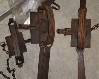 Two 24" (total length) Bridger Special steel traps. Price includes a smaller trap shown in photo. $125 for all 3.