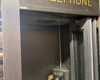 Sherron metal telephone booth with coin pay phone...To Register and To Bid go to https://capitolsalesservices.hibid.com... 