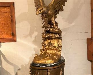 More photos of the Monumental antique Eagle statue. Possibly French in origin. It was purchased in San Francisco over 20 years ago from a collector who stated it had one time been owned by a Shipping Company (Photos by BC of Capitol Sales Services ) ...To Register and To Bid go to https://capitolsalesservices.hibid.com...