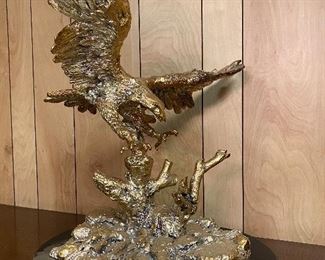  Eagle sculpture by Gold Line known for their silver and gold plated metal art work...To Register and To Bid go to https://capitolsalesservices.hibid.com... 