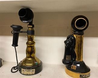 Jim Beam decanter bottles in forms of telephones 