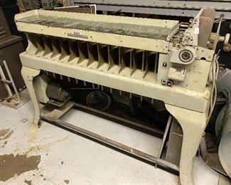 Industrial IBM Type 80 electric punch card sorting machine.  These were introduced in 1925.  It still has it's original glass top, waiting for you repurpose it as a bar or console.    (Photos by BC) ........To Register and To Bid go to https://capitolsalesservices.hibid.com... 