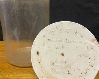 Antique glass battery jar and porcelain lid