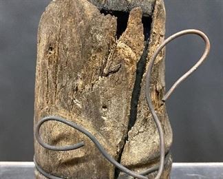 Civil War era telegraph Wade insulator.  It is has a glass jar sleeve  with wooden cover held by wire.   These were used in the Transcontinental Telegraph as well as regional telegraph lines 