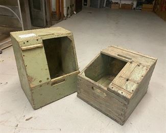Bell System telephone cable splicer lineman's wooden 'butt seat' crate tool boxes.  ...To Register and To Bid go to https://capitolsalesservices.hibid.com..