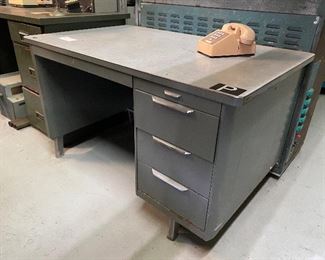 Vintage office 'Tanker' desk ...To Register and To Bid go to https://capitolsalesservices.hibid.com... 