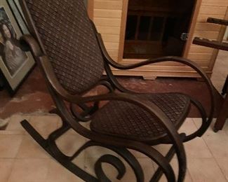 Thonet style bentwood rocking chair with upholstered back and seat ...To Register and To Bid go to https://capitolsalesservices.hibid.com... 