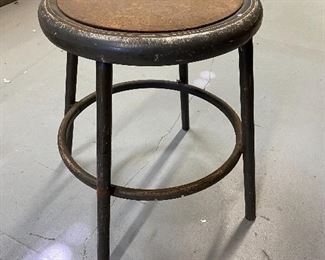 Vintage industrial low / foot stool...To Register and To Bid go to https://capitolsalesservices.hibid.com... 