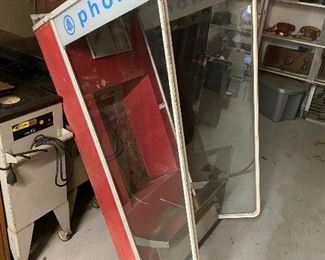 Vintage Bell Systems outdoor payphone phone booth that would either hang or be on a pedestal ...To Register and To Bid go to https://capitolsalesservices.hibid.com... 