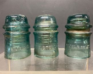 Three CD 121 glass insulators    (Photos by BC of Capitol Sales Services ) ...To Register and To Bid go to https://capitolsalesservices.hibid.com... 