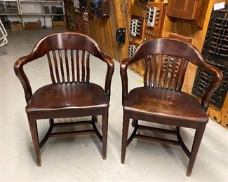 Early to mid 20th century 'banker's' / lawyer's arm chairs ...To Register and To Bid go to https://capitolsalesservices.hibid.com... 