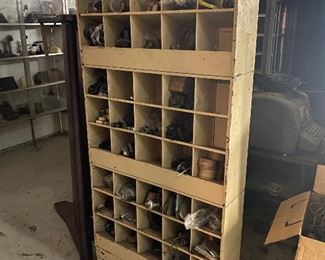 Vintage industrial part bin shelf...To Register and To Bid go to https://capitolsalesservices.hibid.com... 