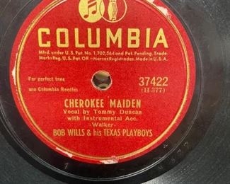 Old 75 record of Cherokee Maiden by Bob Wills & the Texas Playboys.   ...To Register and To Bid go to https://capitolsalesservices.hibid.com... 
