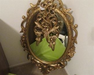 Syroco Mirror with Hanging Candle Sticks