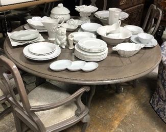 Fabulous grey dining table with 4 matching chairs - there are 2 others that work with the table as well